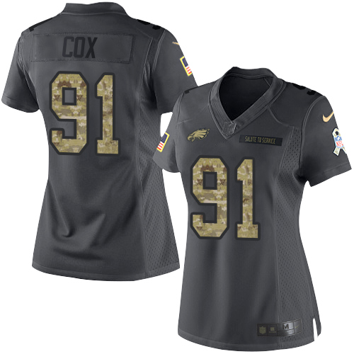 Nike Eagles #91 Fletcher Cox Black Women's Stitched NFL Limited 2016 Salute to Service Jersey